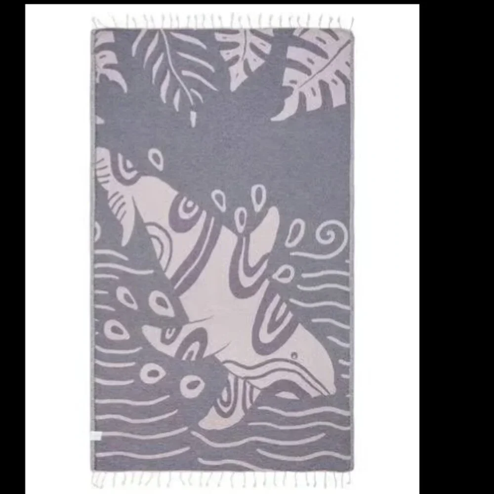 SAND CLOUD ORCA Purple Pink Lavender Save the Fishes New! Beach Towel Ocean NWT